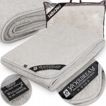 deka VELKÁ VLNĚNÁ DEKA TEPLÁ PŘEHOZ VLNA MERINO AUSTRALSKÁ ŠEDÁ 140x200
