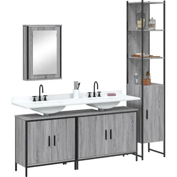 Koupelnový nábytek 4dílná sada koupelnového nábytku, šedý dub sonoma Lumarko!