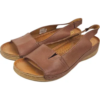 Dámské sandále S 1644 - 153 Dámské zdravotní kožené sandály, hnědá barva, doprodej 37