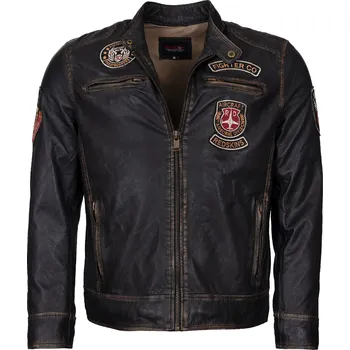Pánská Kožená Bunda Imperion Flight Pilot Brixton Černá Rub Off Velikost: 2XL