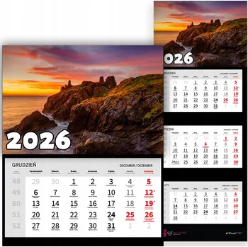 Kalendář Kalendář 2026 trojdílný – krajiny, výhledy, příroda a klid MIX VZORŮ
