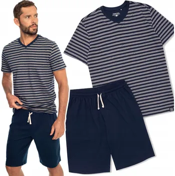 Pánské pyžamo HENDERSON EXACT Pánské pyžamo s krátkým rukávem 100% BAVLNA - M