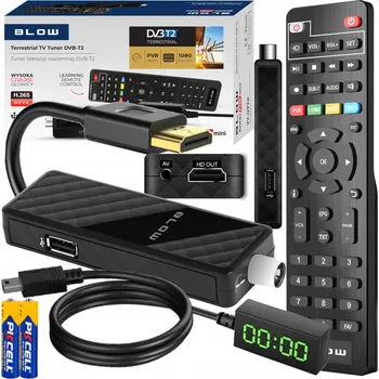 Příjem digitálního pozemního vysílání TUNER DEKODÉR DVB-T2 MINI STICK pro POZEMNÍ TV HEVC H.265 + DÁLKOVÉ OVLÁDÁNÍ BLOW 6000FHD