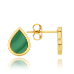 MINET Elegantní zlaté náušnice kapka s malachitem Au 585/1000 1,85g JMG0303GGE00