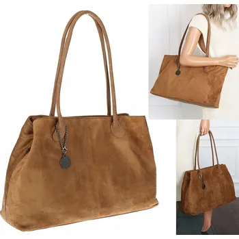 Dámská kabelka aktovka kabelka přes rameno prostorná eko semiš OSY66858 Hnědá