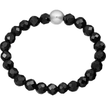 Prsten stříbrný korálkový prsten černý Spinel 2.38 mm