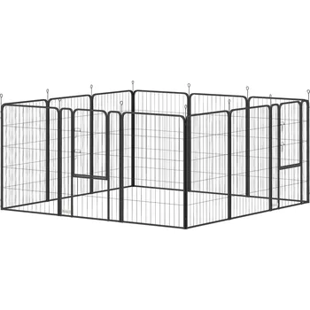 klec pro psa Ohrádka pro štěňata z 12 panelů | černá