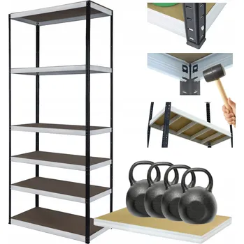 Dílenský regál Kovový regál do skladu HELIOS 213x75x35cm, 6 polic, nosnost 400kg - ROBUSTNÍ