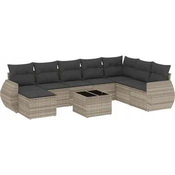 Zahradní sestava Sada zahradního nábytku z umělého ratanu VidaXL, šedá, 9 dílů