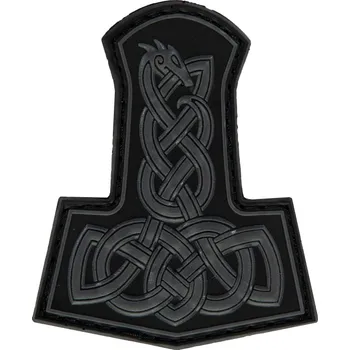 Nášivka Plastové 3D patche 3D gumová nášivka THORS HAMMER Patch - Černá
