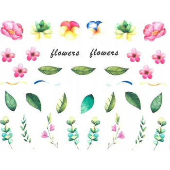 Samolepky na nehty - vodolepky, barevné květiny, vzor BN-942