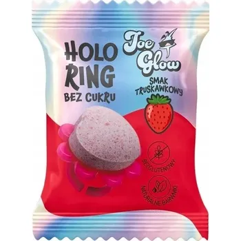 Bonbon JOE GLOW HOLOPOPS LÍZÁTKO KROUŽEK BEZ CUKRU JAHODOVÝ 6g