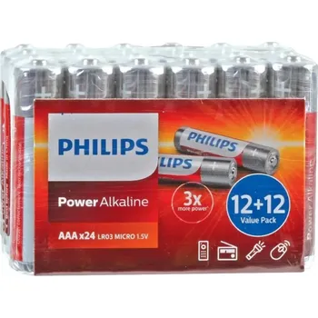 Článková baterie Baterie Philips LR03P24P/10 Power Alkalické AAA 24 ks