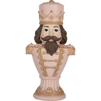 Vánoční dekorace Růžová dekorace busta Louskáček Nutcracker - 16*10*30 cm