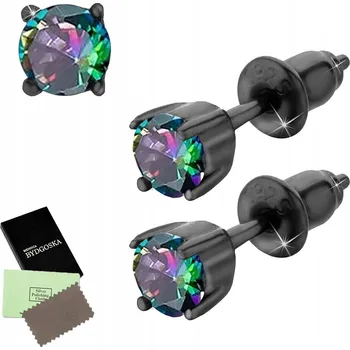 Náušnice PÁNSKÉ STŘÍBRNÉ NÁUŠNICE STŘÍBRO 925 ŠROUBOVACÍ TOPAZ