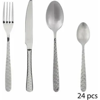 Příbor Sada příborů Flora stříbrná nerezová ocel 24 dílů moderní vhodné do myčky 5five