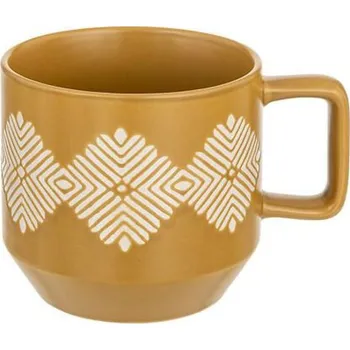 5five simply smart Hrnek Mosquito žlutý 380ml vzor čtverec