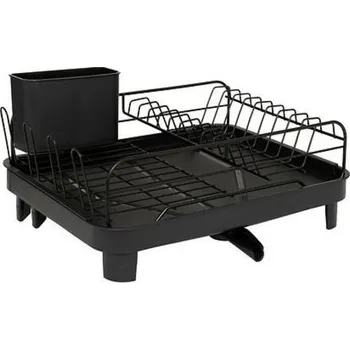 Odkapávač na nádobí Odkapávač na nádobí 5five simply smart Black Edition černý kovový na pracovní desku s odtokem rozkládací