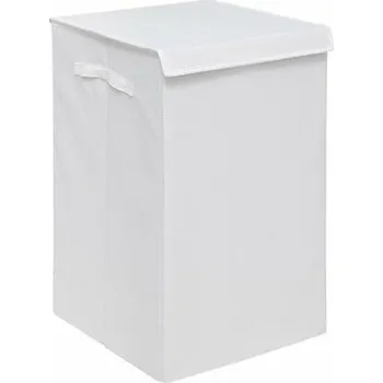 Koš na prádlo Skládací dvoukomorový koš na prádlo do koupelny Colorama 74 l bílý z MDF a textilu 5five