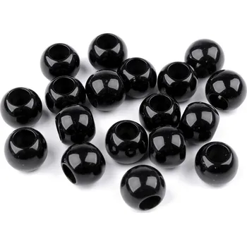 Dětské navlékací korálky Plastové korálky s velkým průvlekem / plavkové 11x14 mm, barva 11 černá
