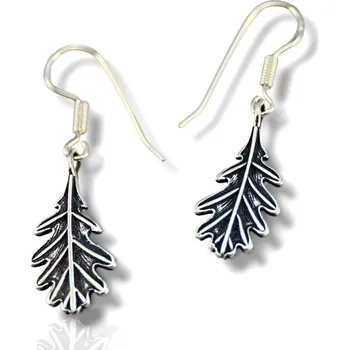 Náušnice Drakkaria DUBOVÉ LISTÍ, stříbrné náušnice, Ag 925