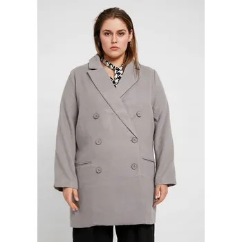 Dámský kabát MISSGUIDED PLUS DÁMSKÝ ŠEDÝ KABÁT 48 0Z9E1*