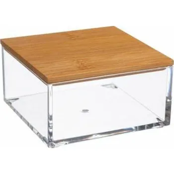 Úložný box Malá čtvercová nádoba Selena s bambusovým víkem