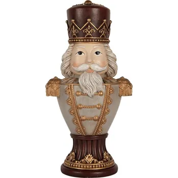 Bytová dekorace Šedo-vínová dekorace busta Louskáček Nutcracker - 16*10*30 cm