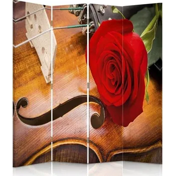 Paraván Paraván stěna 145x180 Růže na houslích