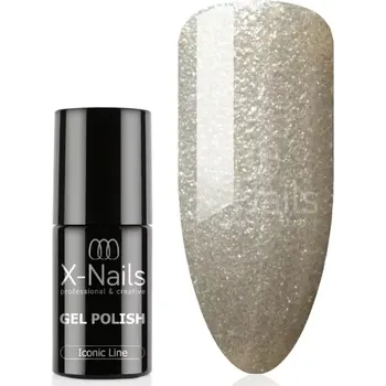 Přípravek na nehty Gel lak Iconic line, 6g – CHAMPAGNE SPARKLE (třpytivý šampaňsko-stříbrný) (Zlatavěstříbrný metalický gellak )
