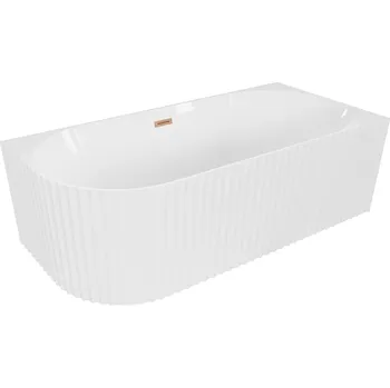 Vana MEXEN GIA ROHOVÁ VOLNĚ STOJÍCÍ VANA S DRÁŽKAMI PRAVÁ BÍLÁ LESKLÁ 150 x 75