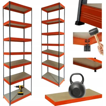 Dílenský regál Kovový regál skladový stojan HELIOS 270x35x35cm 7 polic x 175kg NOSNOST