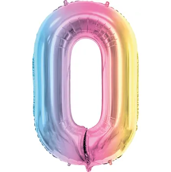 Balónek Fóliový balónek číslo 0 pastelová duhová 86 cm