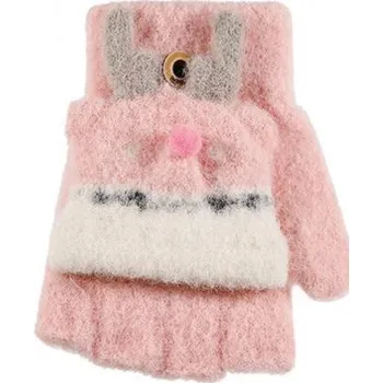 Rukavice BE SNAZZY Dětské odklápěcí rukavice se sobíkem 7 - 8 let Růžové