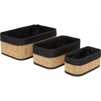Úložný box 5five simply smart Sada 3 bambusových a černých látkových košů