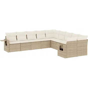 Sada zahradního nábytku z umělého ratanu VidaXL béžová, 10 dílů