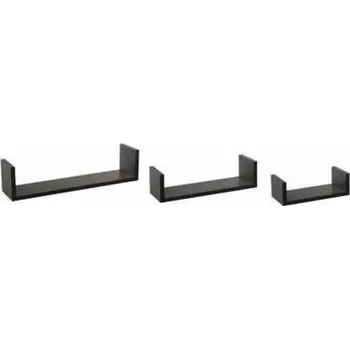 police Sada 3 černých nástěnných polic Edge z MDF na knihy a dekorace do obýváku nebo pokoje