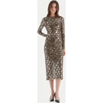 Dámské šaty Just Cavalli Koktejlové šaty 79PAO953 JS528 Béžová Slim Fit 38