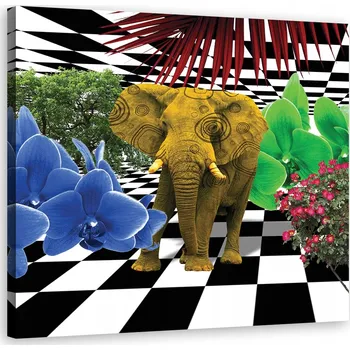 Obraz OBRAZ NA PLÁTNĚ Barevný slon 30x30