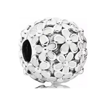 Přívěsek Korálky Charms klips stříbrné květy bílé sedmikrásky korálek stříbro s925