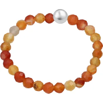 Prsten Stříbrný korálkový prsten oranžový Achát Ag 925/1000
