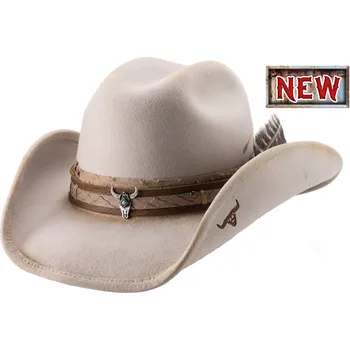 Klobouk BULLHIDE HATS Westernový klobouk NOT ENOUGH – ikonický design s motivem býčí lebky Velikost: 59 cm (L)