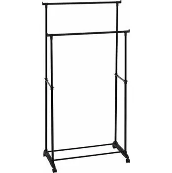 Věšák Černý moderní dvojitý stojanový věšák na oblečení na kolečkách 5five simply smart