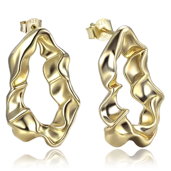 Náušnice MINET Moderní pozlacené stříbrné náušnice JMAN0674GE00