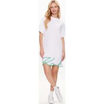 Dámské šaty KARL LAGERFELD Každodenní šaty Signature 231W1357 Bílá Relaxed Fit XS