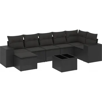 Zahradní nábytek set plast VidaXL černý 8 dílů