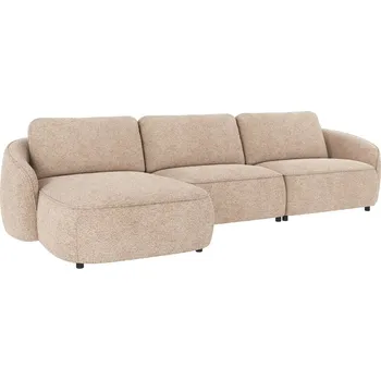 Pohovka Rowico Béžová rohová 4místná pohovka s lenoškou, levý roh, 319 cm,Norris