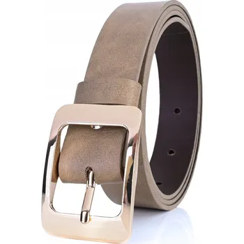 Opasek KOŽENÝ Dámský Pásek 3 cm ZLATÁ PŘEZKA Béžový / Lososový