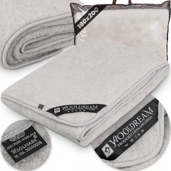 deka VELKÁ VLNĚNÁ DEKA TEPLÁ PŘEHOZ VLNA MERINO AUSTRÁLSKÁ ŠEDÁ 180x200