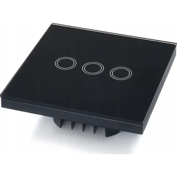 vypínač Dotykový Skleněný Vypínač Světla Trojitý Černý